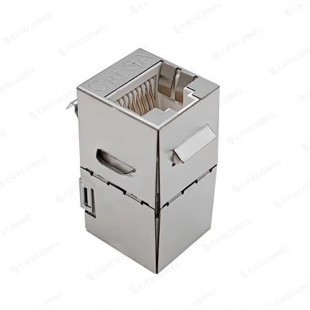 Kopler In-line 10G FTP 180 derajat cat6a berpelindung Ethernet